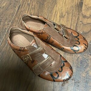 Coach | Gretel Women's 6.5 Brown Monogram Hook & Loop Low Top Sneakers